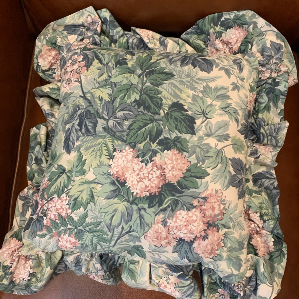 Set of Laura Ashley Floral Green and Pink Decorative Pillows